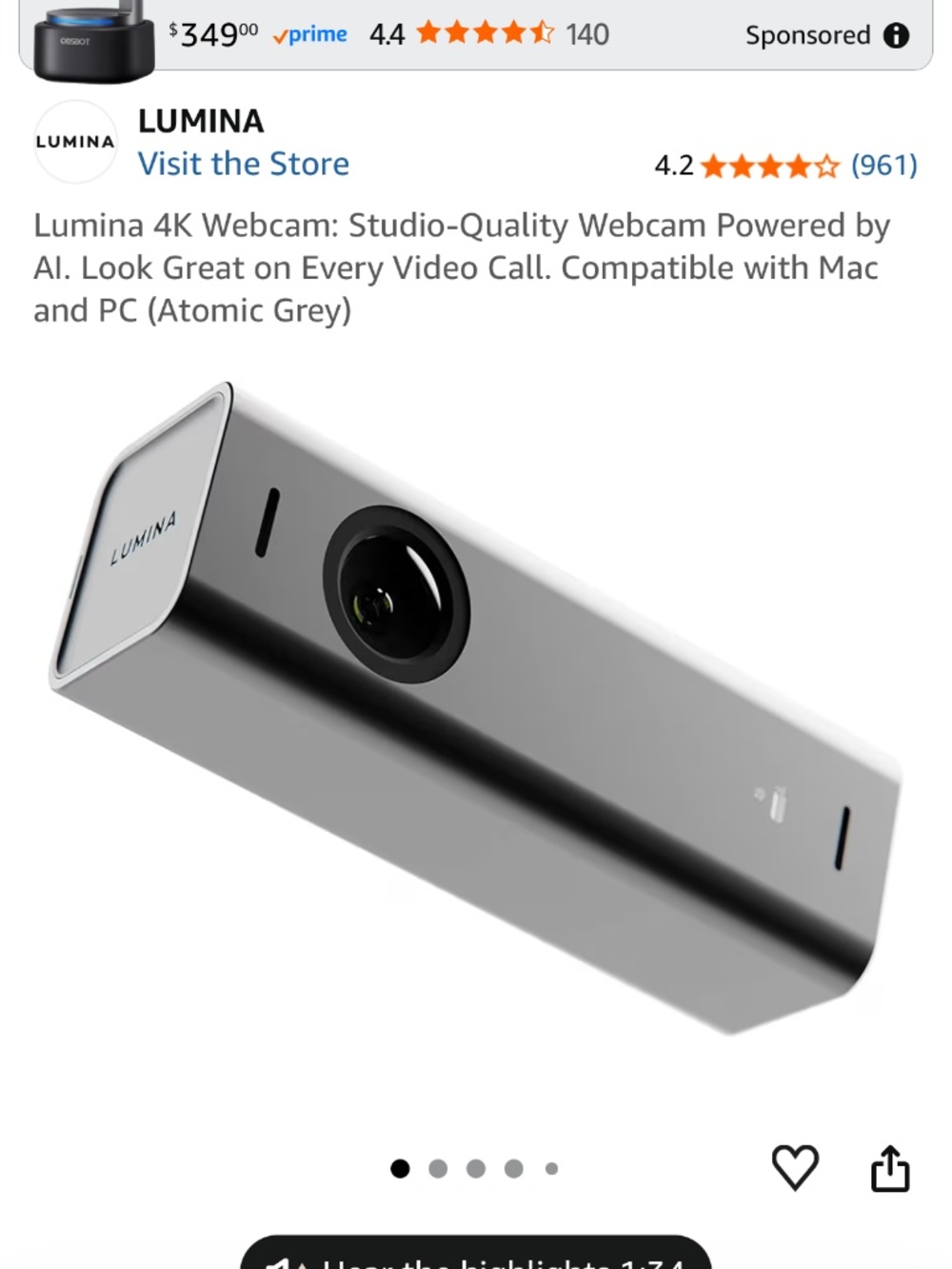 Lumina 4K AI Camera